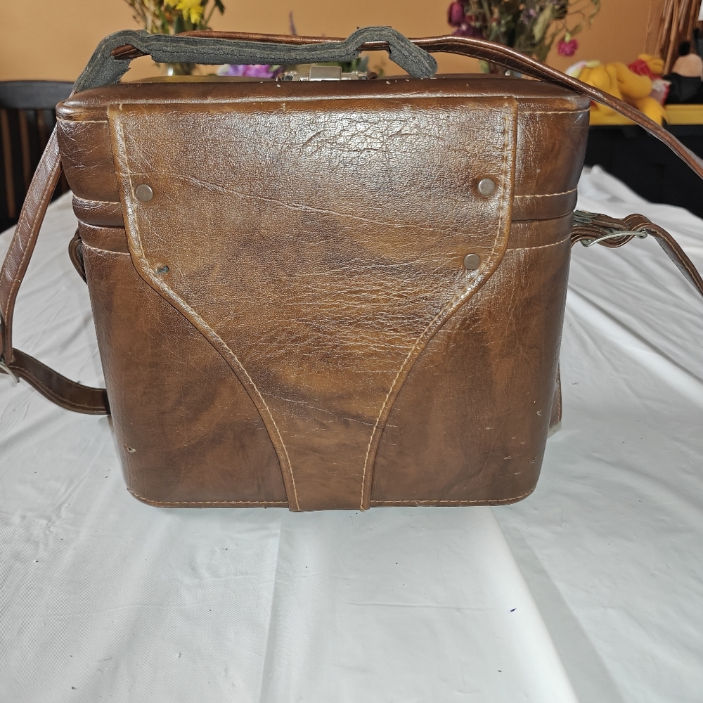Vintage Brown Faux Leather Case with Buckle Strap Camera  Storage Case - Picture 4 of 15